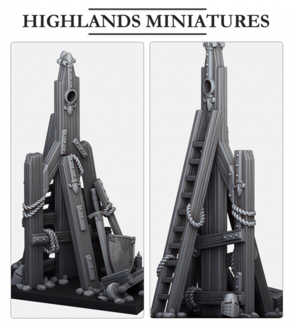 Broken trebuchet - Highlands Miniatures - Trébuchet brisé