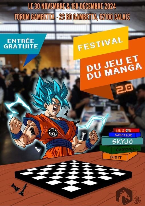 Affiche Festival du jeu et du manga - la caverne du jeu - calais